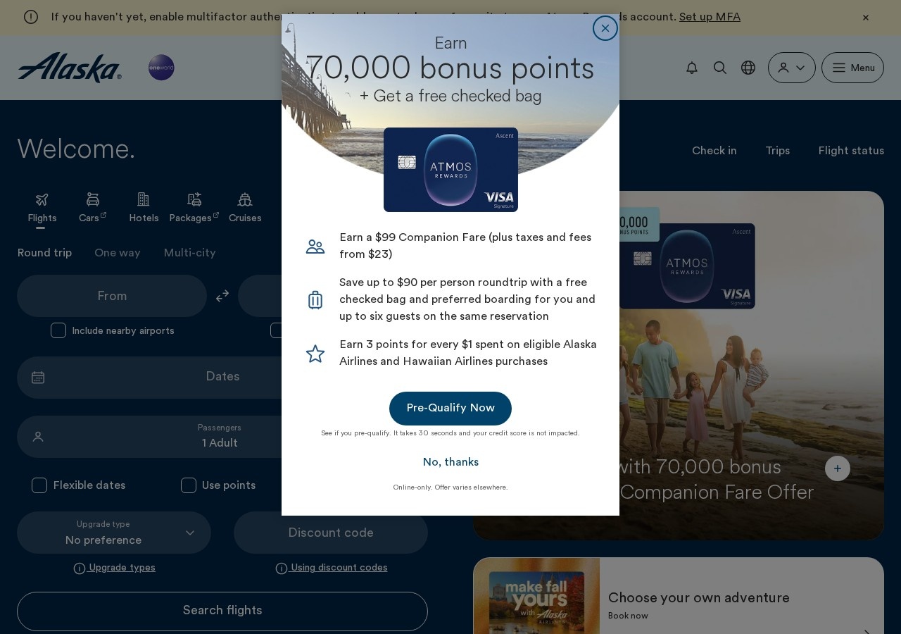 Screenshot of alaskaair.com captured during the latest DarkOra website safety scan