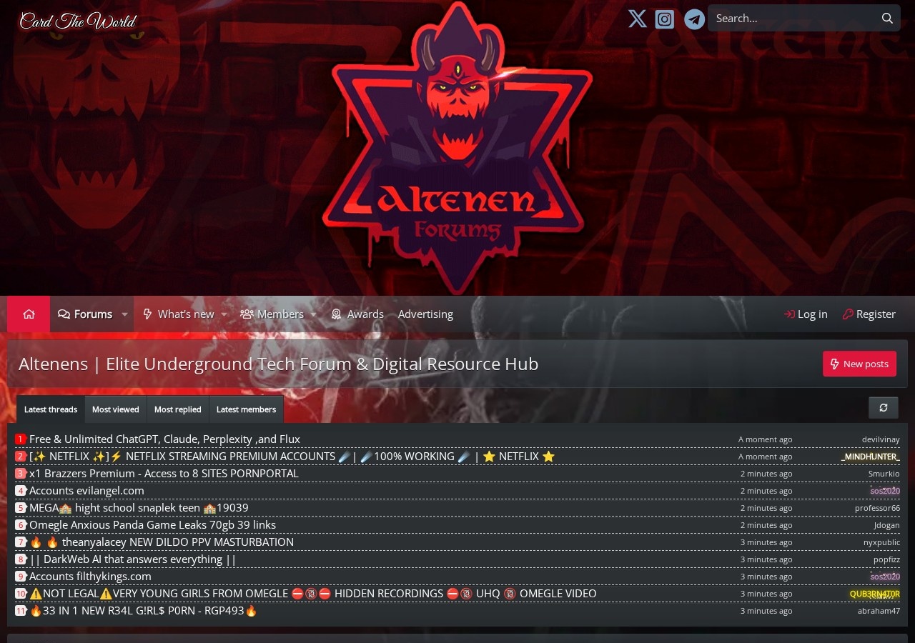 Screenshot of altenens.is captured during the latest DarkOra website safety scan