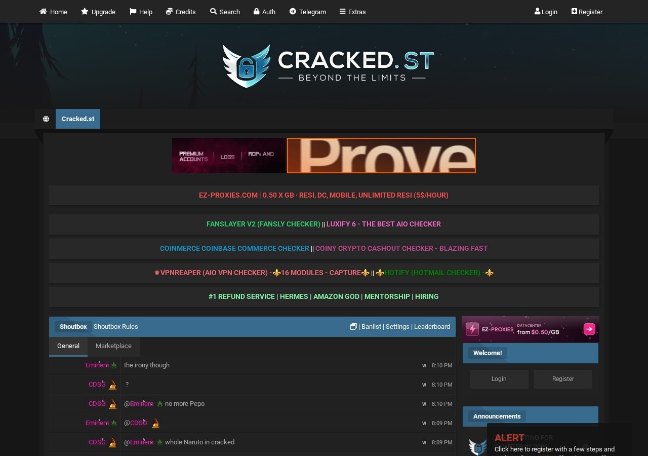 Screenshot of cracked.ax captured during the latest DarkOra website safety scan