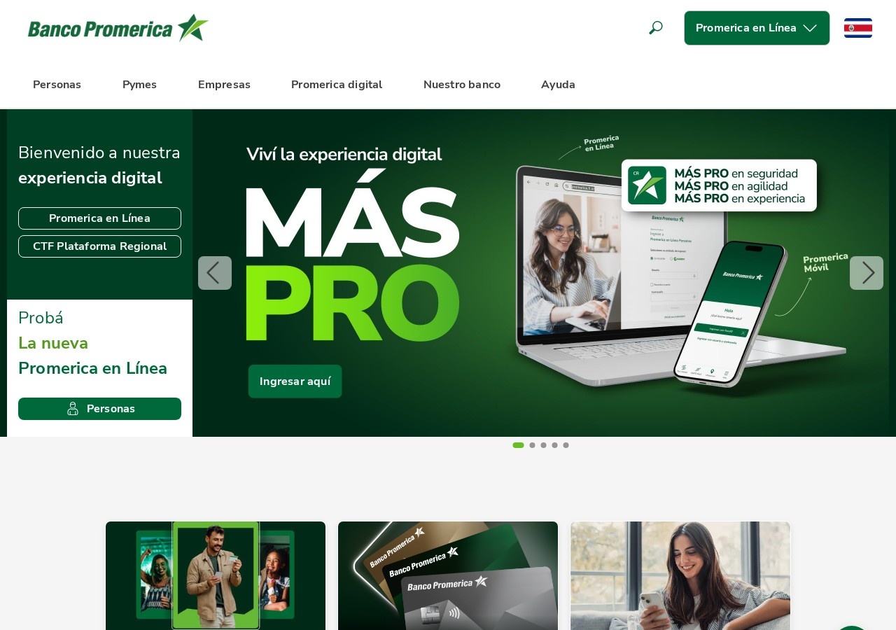 Screenshot of promerica.fi.cr captured during the latest DarkOra website safety scan