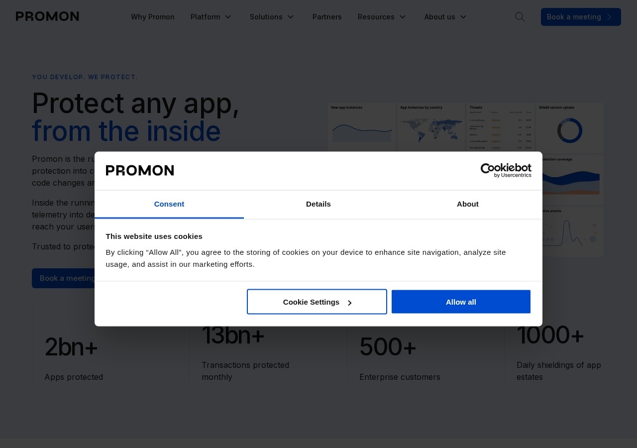 Screenshot of promon.io captured during the latest DarkOra website safety scan