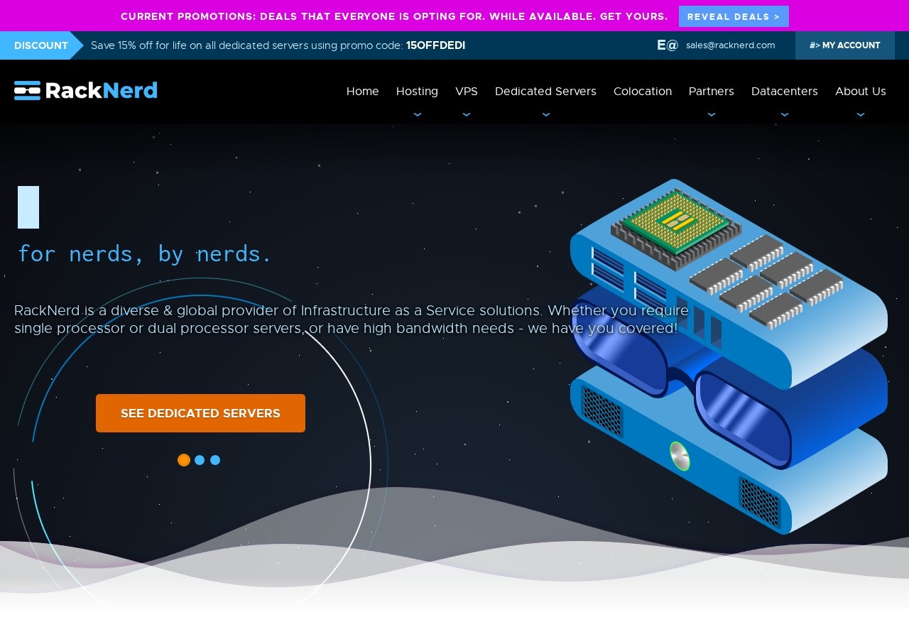 Screenshot of racknerd.com captured during the latest DarkOra website safety scan