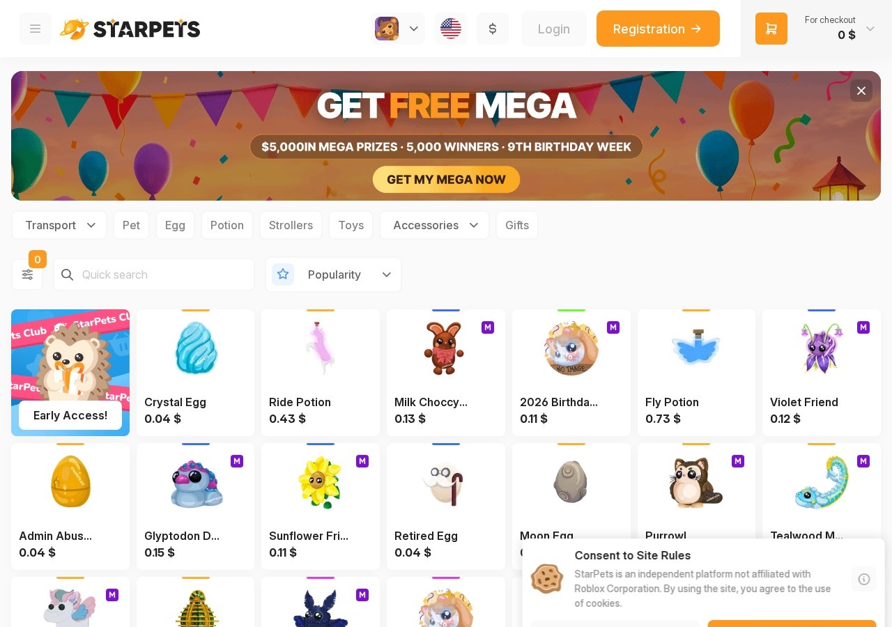 Screenshot of starpets.gg captured during the latest DarkOra website safety scan