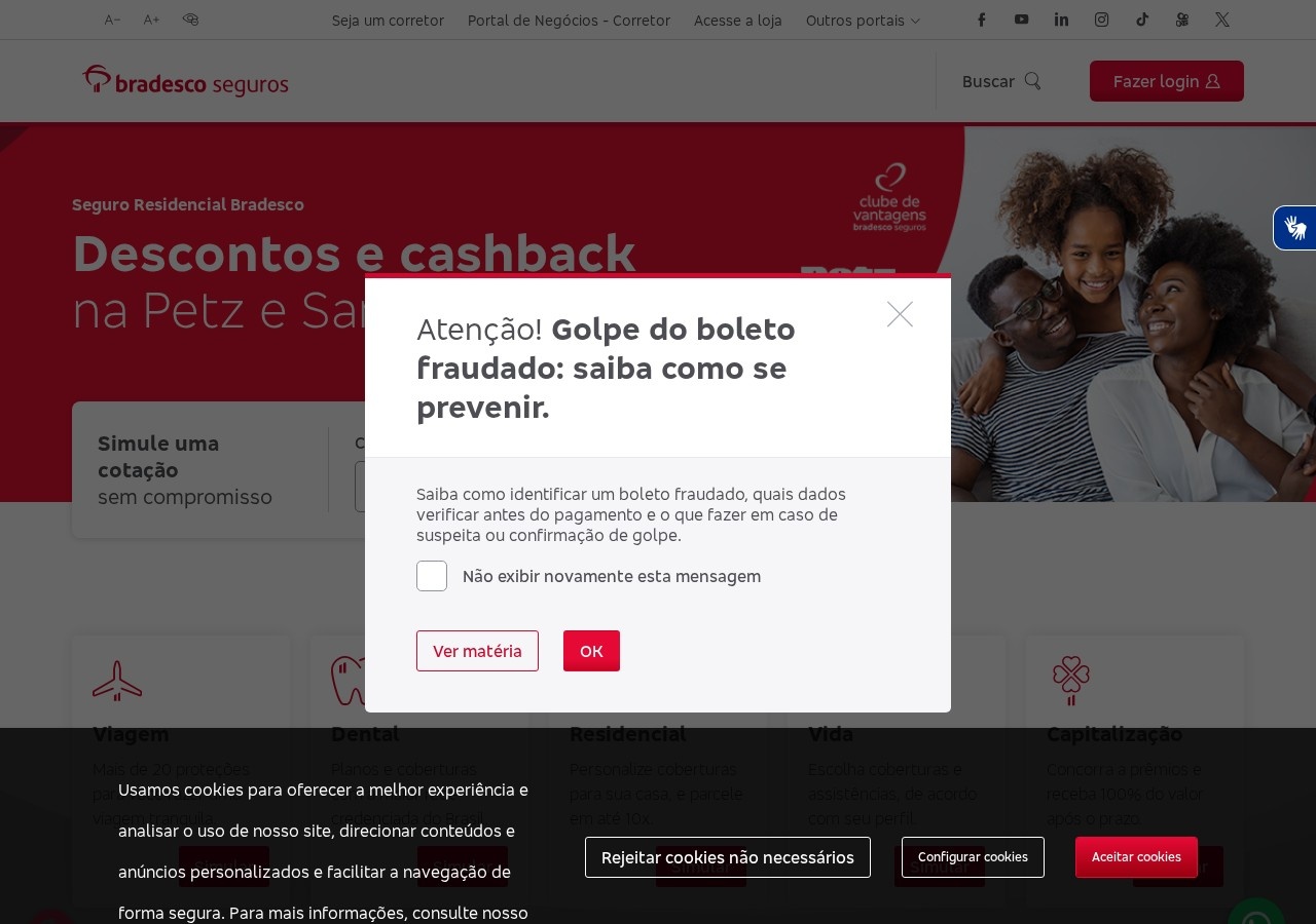 Screenshot of wwwn.bradescoseguros.com.br captured during the latest DarkOra website safety scan